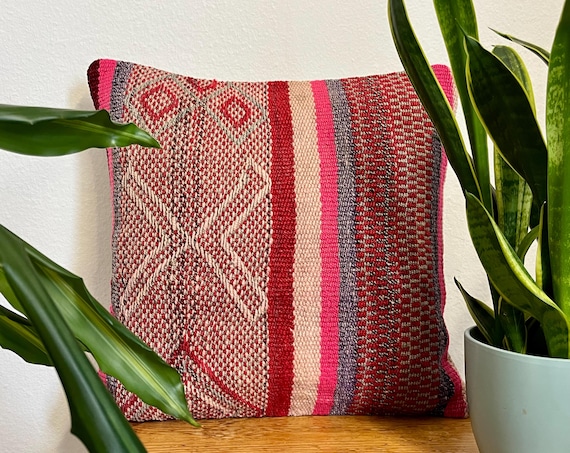 Handgefertigtes Boho-Kissen | Vintage-Kissen | Peruanische Hausdekoration | Handgewebtes Boho-Kissen | Kissenbezug | Handwerkliche Arbeit