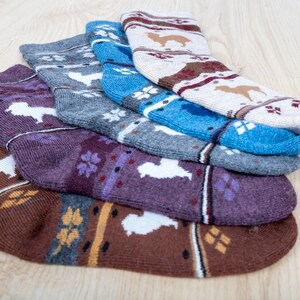 Pu&ograve; includere: Un set di cinque calzini colorati con un design a fantasia. I calzini sono realizzati in un morbido tessuto a maglia e presentano una variet&agrave; di colori, tra cui marrone, viola, grigio, blu e bianco.