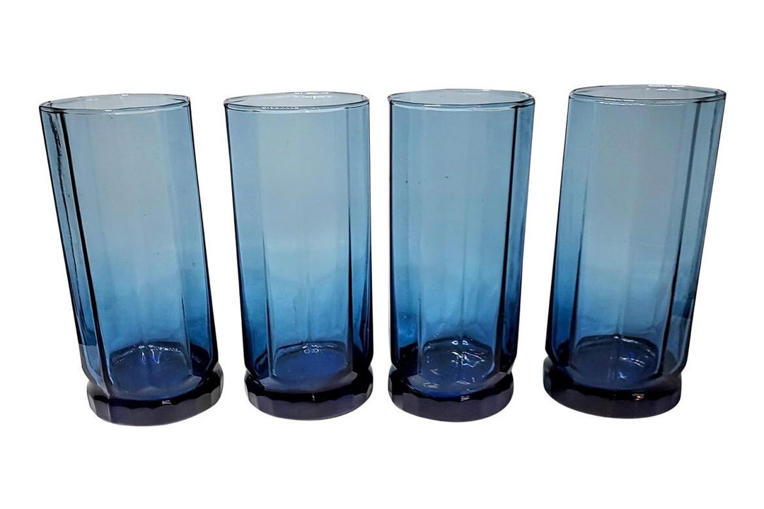 Anchor Hocking 8 Essex Ten Panel Coastal Blue High Tumbler Cobalt Blue