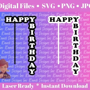 Happy Birthday Cake toppers SVG, Cake topper Laser Cut Files, Cascading Topper, Digital Download Glowforge File for laser cutting