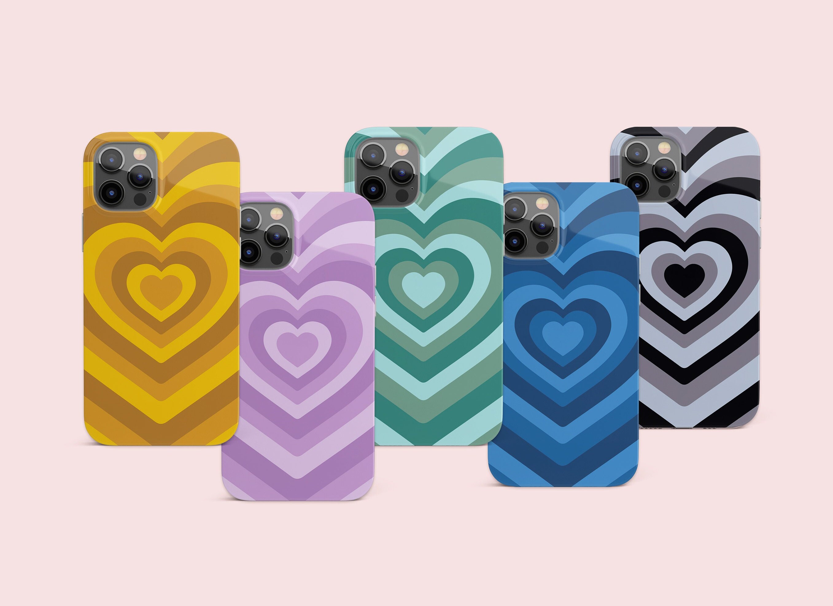 Love Hearts Phone Case Aesthetic Color For Iphone 13 Pro 12 Etsy Ireland