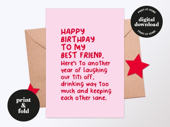 Free Printable Birthday Cards For Best Friend Happy Birthday Cute