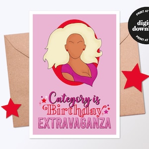 Ru Paul verjaardagskaart | Dragrace | Afdrukbare verjaardagskaart | Gelukkige verjaardagskaart | Kaart direct downloaden | Lastminute-kaart