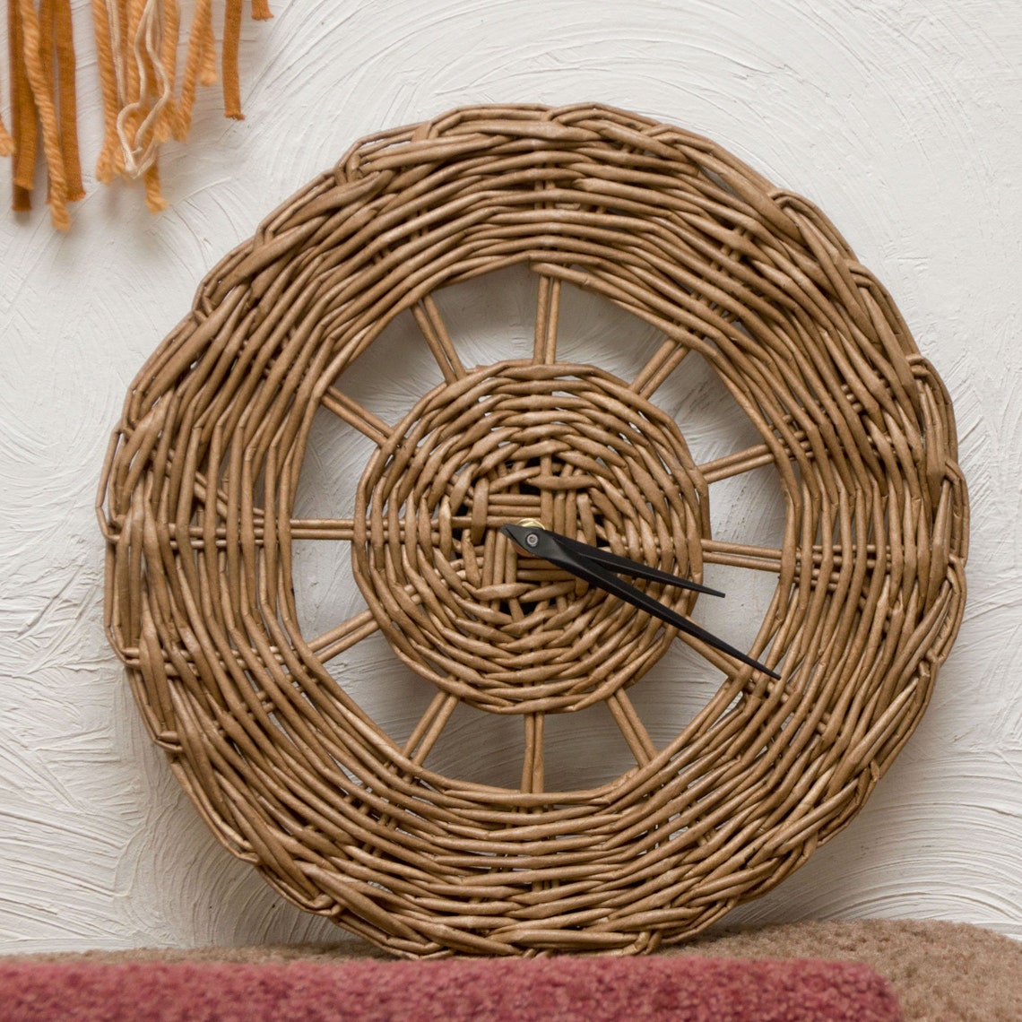 Wall clock / Wicker clock / Country decor / Wall hanging / Etsy