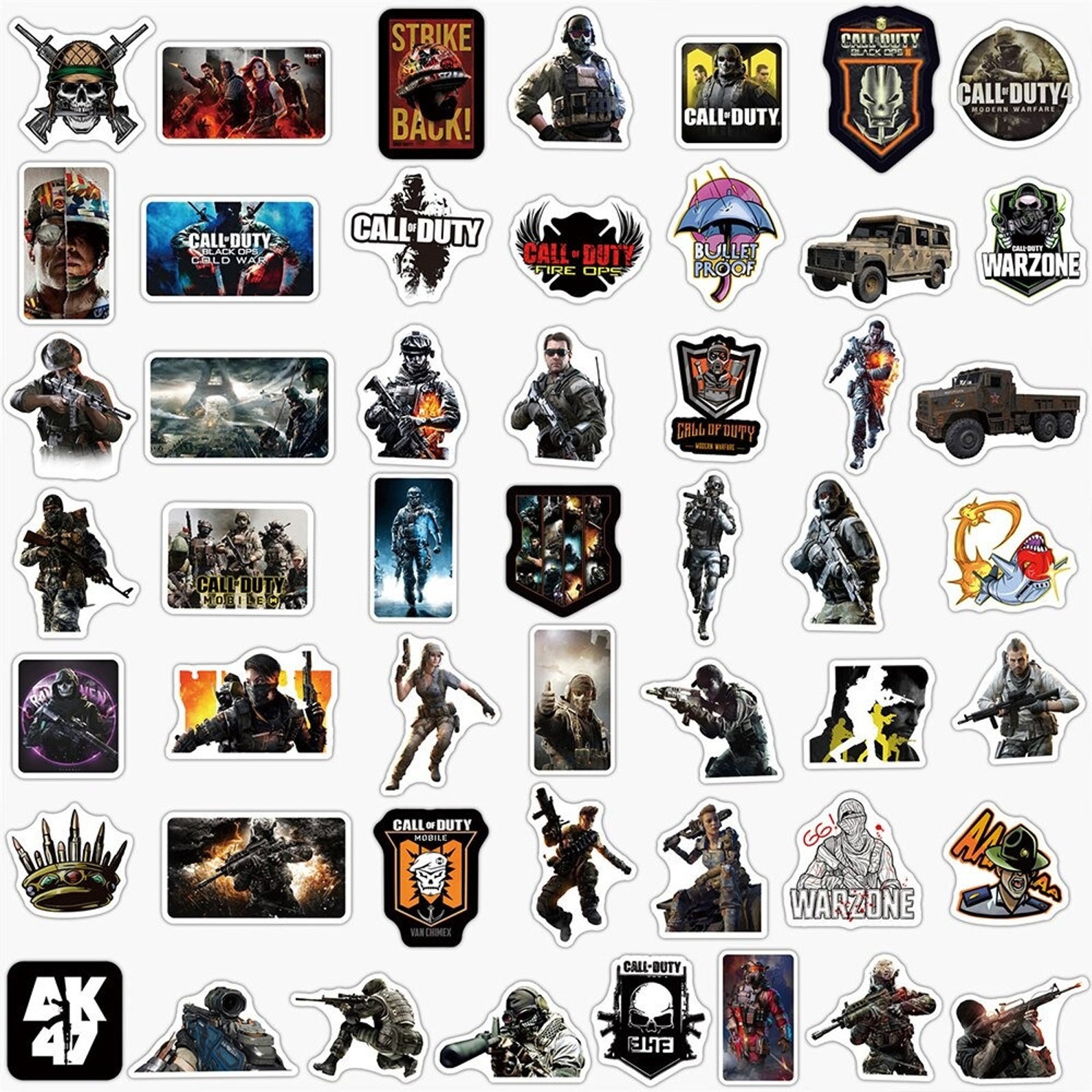 50pcs Call of Duty Game Stickers Pack Waterproof Removable DIY Etsy
