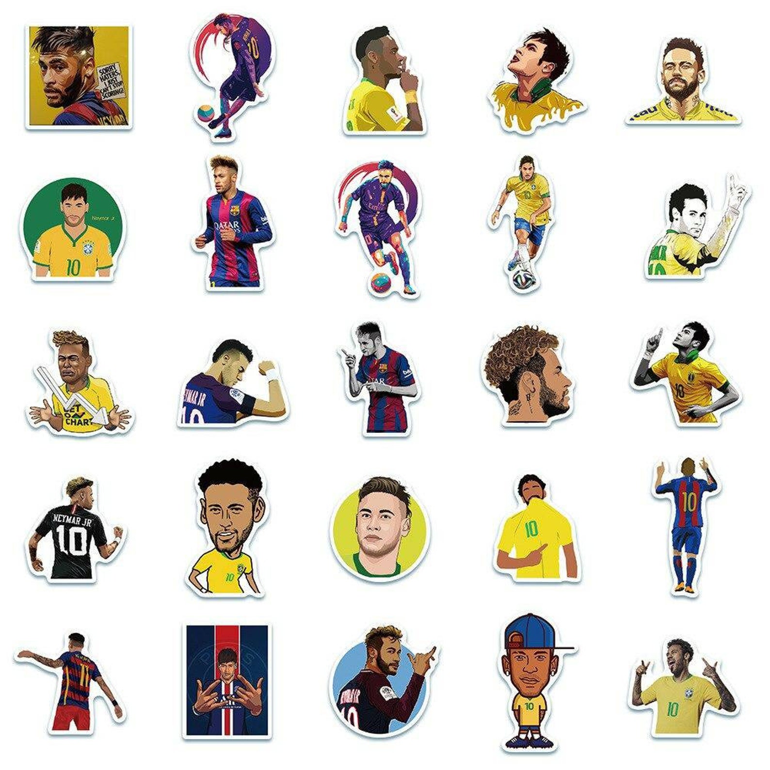 50pcs Neymar Stickers Pack Football Star Decal Toys Laptop Etsy