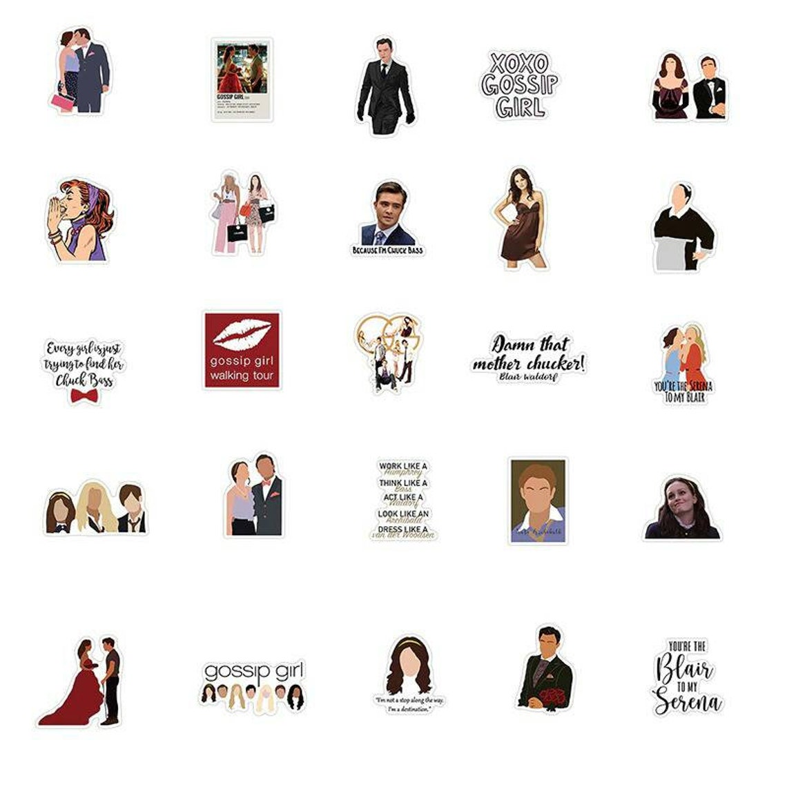 50 Stück Gossip Girl Stickers Pack Classic TV Serie Aufkleber Etsy