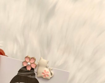 cat earrings, animal lover,gift for her,cute earrings,blossom earrings,unique earrings,minimalist earrings