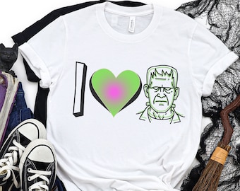 I Love Frankenstein T-shirt, Classic Monster T-shirt, Halloween T-shirt, Horror Movie T-shirt, I Love Monsters Shirt, Horror T-shirt