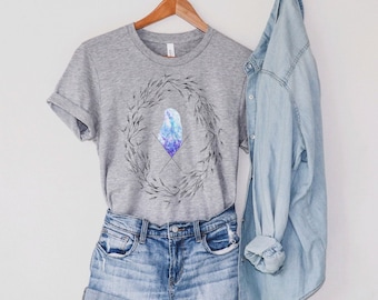 Crystal Moon T-shirt, Crystal Astrology Shirt, Crystal Shirt, Boho Tshirt, Boho Graphic Tshirt, Crystal Lover Tshirt, Gift for Crystal Lover