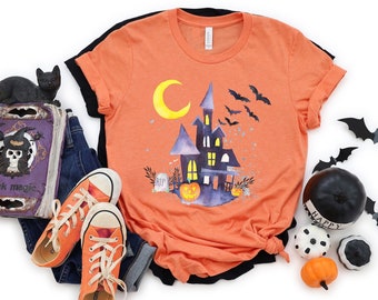 T-shirt de la maison hantée, t-shirt d’Halloween, chemise de maison effrayante, chemise d’Halloween cool, chemise d’Halloween effrayante, chemise d’Halloween mignonne, tee effrayant