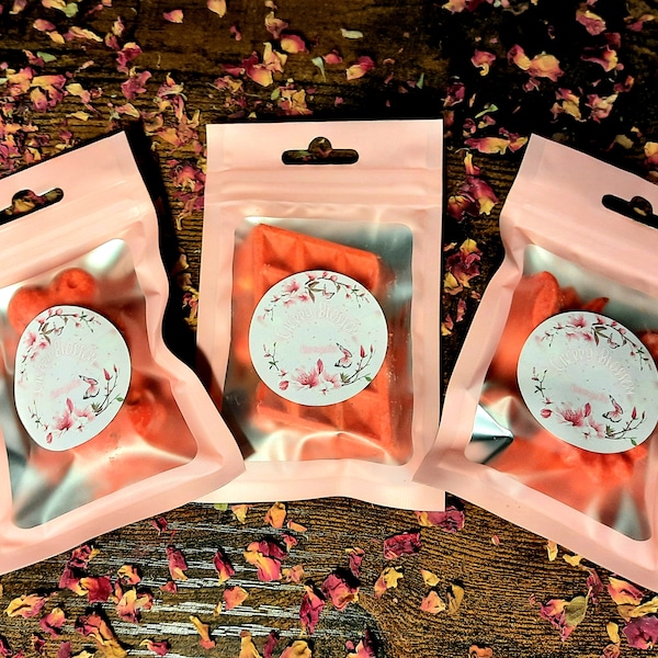 Cherry Blossom Collection - scented wax with dried rose petals - melts for fragrance lamps