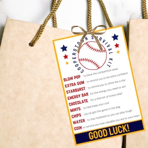 Cooperstown Survival Kit Tasche Tag druckbare Good Luck Tags Baseball Team Geschenke Baseball Geschenke Baseball druckbare Tag Good Luck Geschenkanhänger
