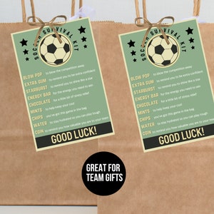 Survival Kit Soccer Bag Tag Printable Good Luck Gift Soccer Team Gifts Soccer Gifts Team Tournament Printable Tag Instant Download PDF PNG