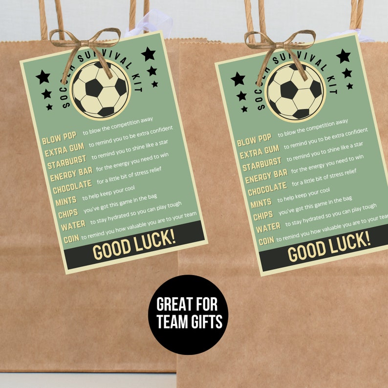 Survival Kit Soccer Bag Tag Printable Good Luck Gift Soccer Team Gifts Soccer Gifts Team Tournament Printable Tag Instant Download PDF PNG