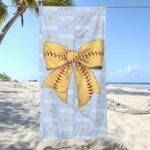 Personalized Softball Beach Towel, Softball Gifts For Girls, Softball Pool Towel, Softball Team Gifts, Softball Player Gift, Softball Towel