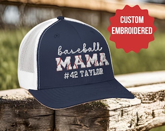 Custom Embroidered Hat Baseball Mama Hat Baseball Mom Hat Custom Trucker Hat for Mom Baseball Hat Baseball Mom Gifts Baseball Mama Gift
