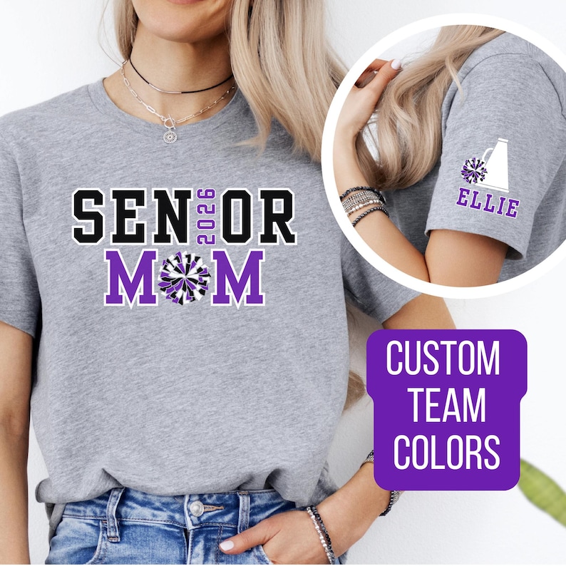 Custom Senior Cheer Mom Shirt Senior Mom Cheer Shirt Senior Mom Senior Cheer Dad Shirt Senior Dad Cheer Gifts Cheerleader Senior Night Gift custom team colors mascot colors