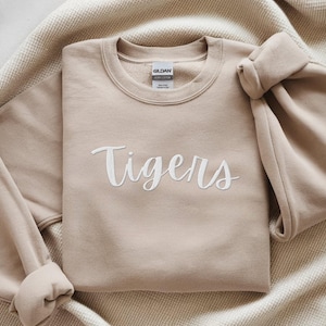 Embroidered Team Name Sweatshirt Custom Mascot Sweatshirt Custom Varsity Sweatshirt School Team School Spirit Sweatshirt Christmas Gift Idea