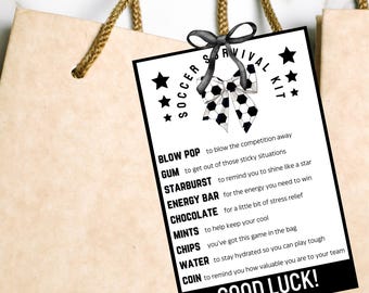 Survival Kit Soccer Bag Tag for Goody Bags Printable Good Luck Gift Soccer Team Gifts Soccer Gifts Team Coquette Gift Tag Instant Download