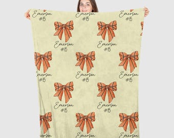 Personalized Basketball Blanket Coquette Blanket Coquette Bow Name Blanket Custom Basketball Gifts Girls Basketball Decor Basketball Mama