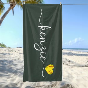 Softball Beach Towel Custom Beach Towel Personalized Softball Gift for Softball Player Softball Pool Towel Softball Girls Towel Team Gift
