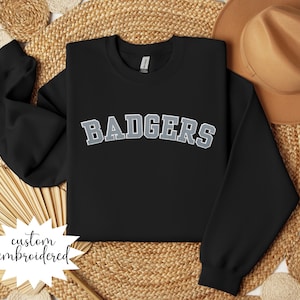 Custom Team Name Sweatshirt Embroidered Mascot Sweatshirt Custom Varsity Sweatshirt School Team School Spirit Sweatshirt Christmas Gift Idea