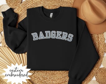 Custom Team Name Sweatshirt Embroidered Mascot Sweatshirt Custom Varsity Sweatshirt School Team School Spirit Sweatshirt Christmas Gift Idea