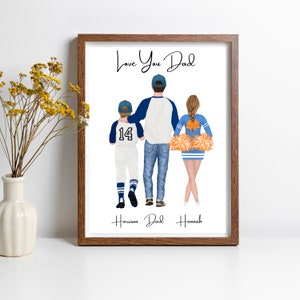 Papá del béisbol, papá animador, regalo de los niños, regalo personalizado para el esposo, impresión personalizada de papá y yo, papá deportivo familiar, regalo de béisbol para papá