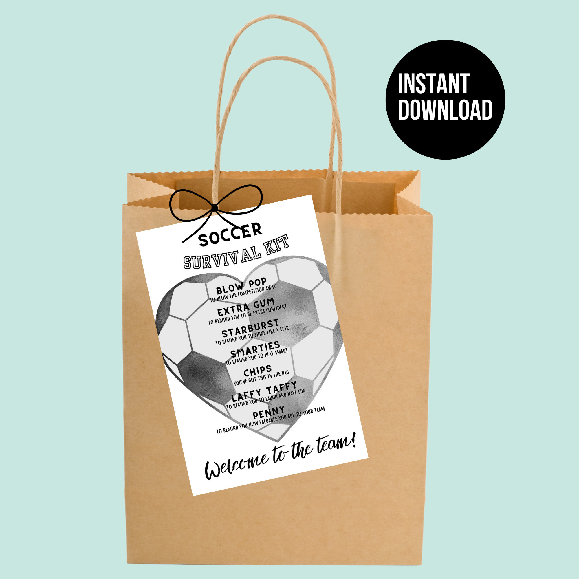Instant Download Soccer Team Gift Tag Printable | Welcome to Team ...