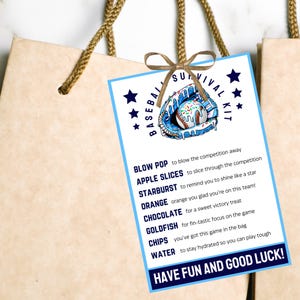Baseball Eis Drip Baseball Survival Kit Taschenanhänger Printable Good Luck Tags Baseball Team Geschenke Baseball Geschenk Snack Tasche Geschenkanhänger