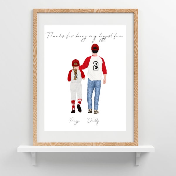 Personalized Baseball Father Gift from Daughter Personalized Gift for Husband Custom Daddy and Me Print, Baseball gift Softball dad birthday