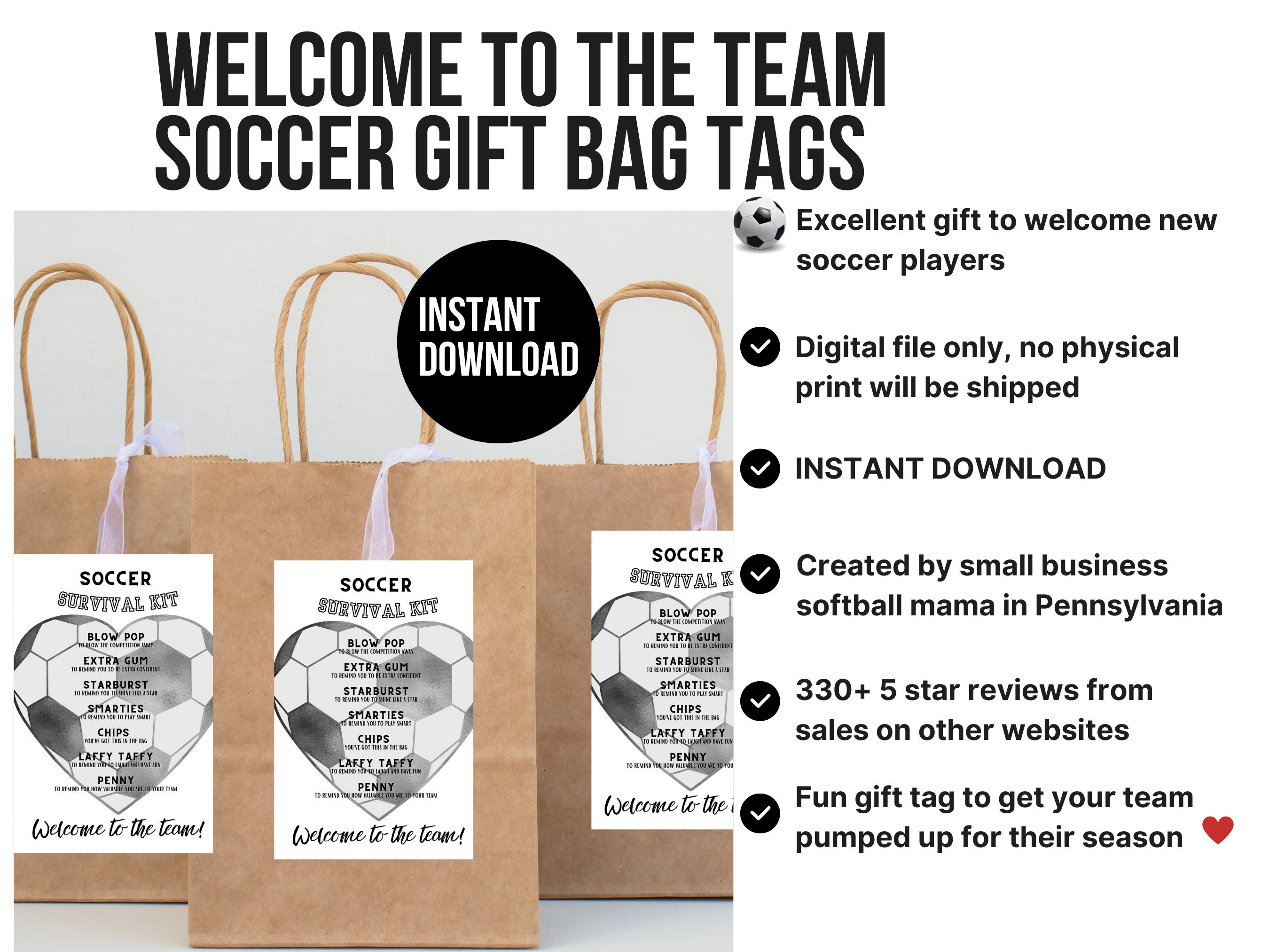Instant Download Soccer Team Gift Tag Printable | Welcome to Team ...