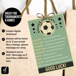 Survival Kit Soccer Bag Tag Printable Good Luck Gift Soccer Team Gifts Soccer Gifts Team Tournament Printable Tag Instant Download PDF PNG