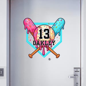 Honkbal IJsdruppel Honkbal Deur Hang Downloadbare Honkbal Deur Hanger Borden Hoteldeur Bord Honkbalbord Honkbal Infuus Team Cadeau