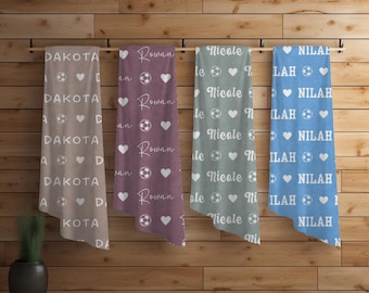 Custom Soccer Blanket for Girls • Personalized Soccer Gift • Soccer Team Gift Fleece Throw • End of Season Banquet Gift Custom Name Blanket