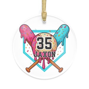 Custom Baseball Drip Baseball Ornament Ice Cream Baseball Gift Acrylic Ornament Baseball Player Ornament Custom Ornament Baseball Team Gift image 4