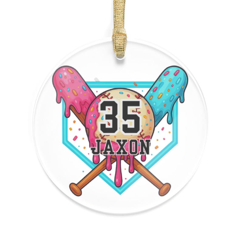 Custom Baseball Drip Baseball Ornament Ice Cream Baseball Gift Acrylic Ornament Baseball Player Ornament Custom Ornament Baseball Team Gift image 4