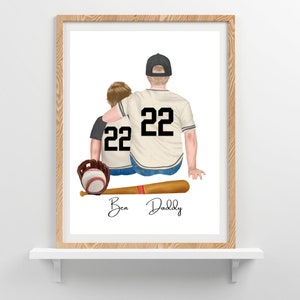 Custom Baseball Dad Wall Art Gift from Son Personalized Gift for Husband Custom Daddy and Me Print Baseball gift for Father Custom Family