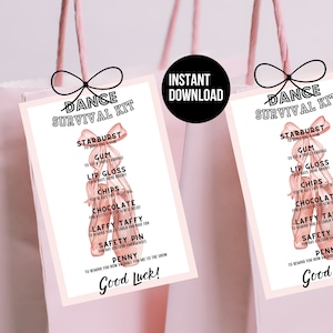Dance Recital Gifts Dance Survival Kit Bag Tag Dancer Gift Dance Team Gift Printable Ballet Gifts Ballerina Gift Dance Competition Gift