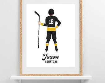 Custom Ice Hockey Player Portrait, Personalized Hockey Digital Art, Unique Gift for Boys or Girls, Youth Hockey Wall Art for Hockey Rooms