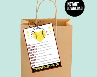 Softball Trainer Geschenk Softball Trainer Survival Kit Taschenanhänger druckbare Softball Geschenk für Trainer Softball Geschenk vom Team Coach Wertschätzung Geschenk