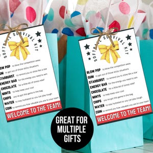 Softball Survival Kit Bag Tag Welcome to the Team Instant Download Softball Team Gift Tag Printable Softball Gifts for Team | Printable Tag
