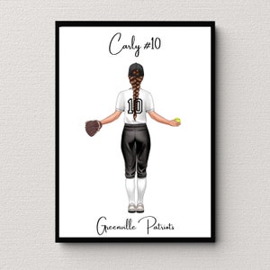 Personalized Softball Poster Softball Gift Personalized Softball Gifts Softball custom portrait Softball printable wall art softball pitcher