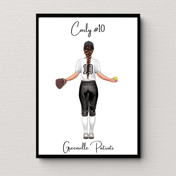 Personalized Softball Poster Softball Gift Personalized Softball Gifts Softball custom portrait Softball printable wall art softball pitcher