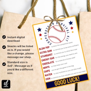 Cooperstown Survival Kit Bag Tag Printable Good Luck Tags Baseball Team Gifts Baseball Gifts Baseball Printable Tag Good Luck Gift Tags