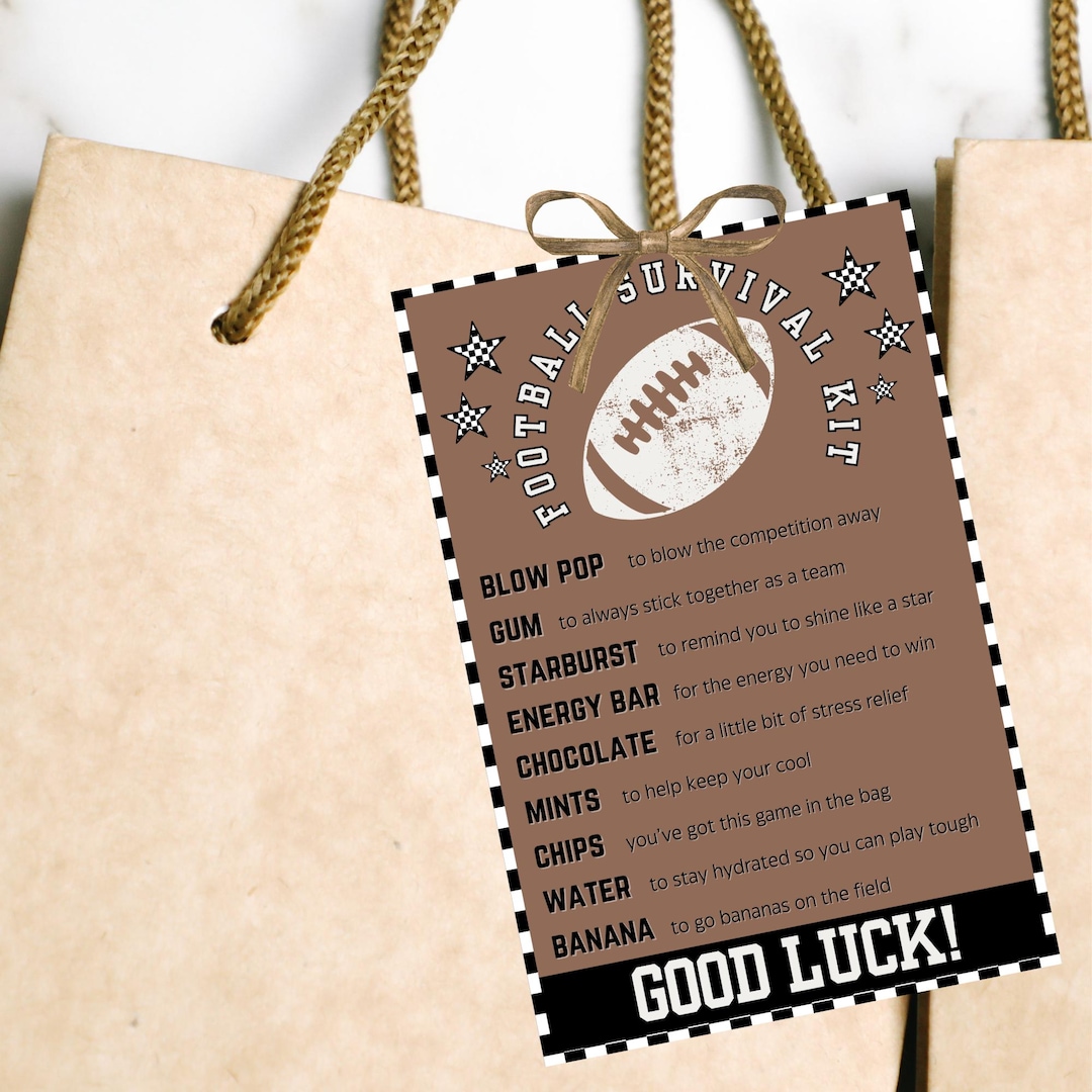 Football Basket Idea Football Survival Kit Football Bag Tag Printable ...