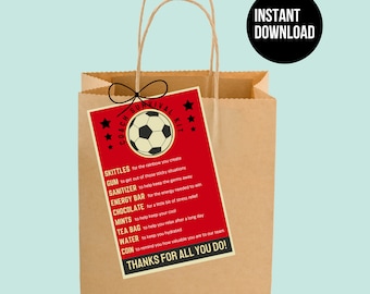 Fußball-Trainer Geschenk Coach Survival Kit Fußball Bag Tag druckbare Geschenke von Fußball-Team Geschenke Wertschätzung Fußball Geschenke druckbar
