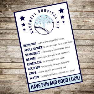 Baseball Eis Drip Baseball Survival Kit Taschenanhänger Printable Good Luck Tags Baseball Team Geschenke Baseball Geschenk Snack Tasche Geschenkanhänger