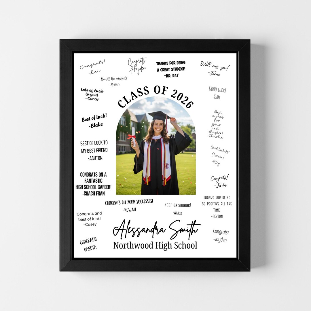 Class of 2026 Photo Poster, Personalized Graduation Signature Poster ...